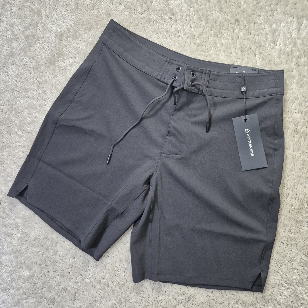 Huckberry Western Rise Nomad Board Shorts Men 30 Black Pockets Surf Swim Outdoor